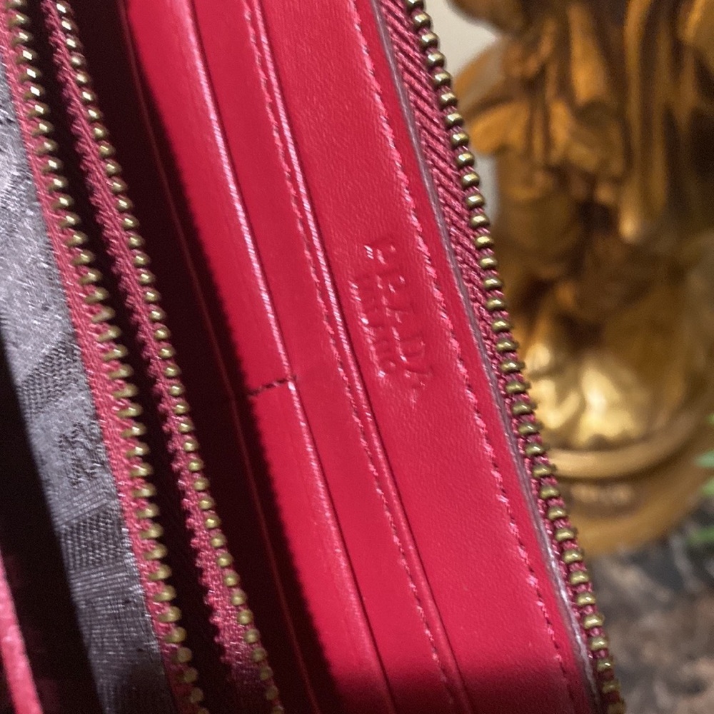Large leather wallet burgundy color - Picture 7 of 14